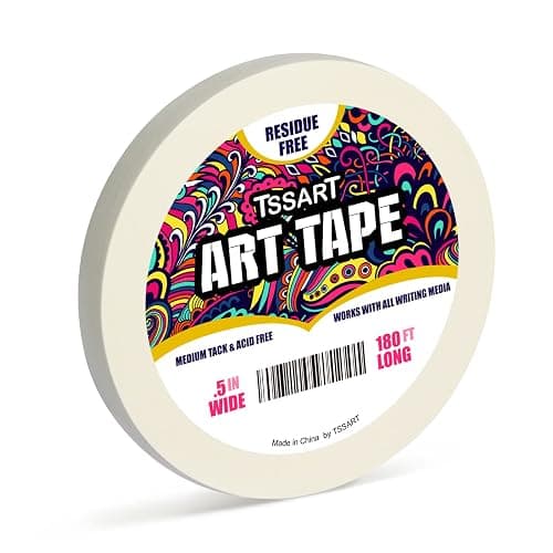 TSSART White Art Tape Medium Tack - Masking Artists Tape for Drafting Art Watercolor Painting Canvas Framing - Acid Free 1/2Inch/ 0.5inch Wide 180FT Long - Image 1