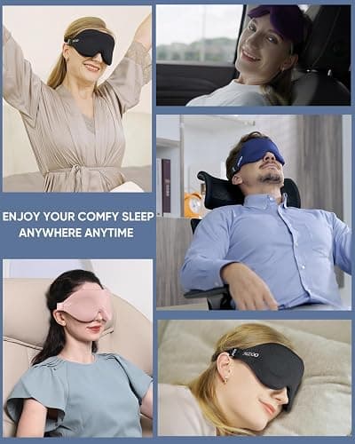 MZOO Luxury Sleep Eye Mask for Side Sleeper Men Women, Zero Eye Pressure 3D Sleeping Mask, Light Blocking Patented Design Night Blindfold, Soft Eye Shade Cover for Travel, Pink thumbnail 7