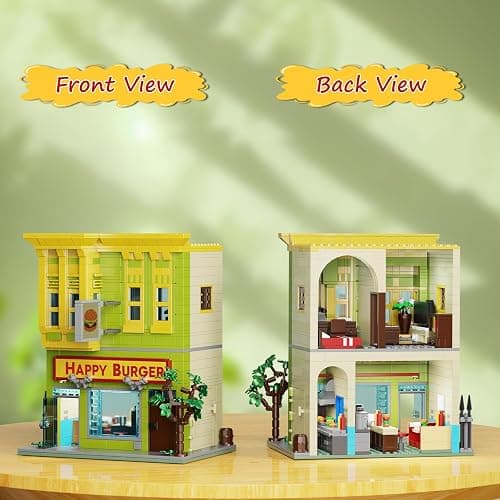 Happy Burgers House Building Set, The Bob's House Kuchi Kopi Building Blocks Toys Set Compatible with Lego, Great Gift and Collectibles Set for Belcher Family Cartoon TV Fans Boys & Girls(1018 PCS) thumbnail 6