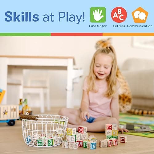 Melissa & Doug Deluxe Wooden ABC/123, 50-Piece Set of Classic Letter & Number Wooden Blocks (1” x 1”) with Storage Pouch, Sorting & Stacking Toys for Kids Ages 2+ thumbnail 8