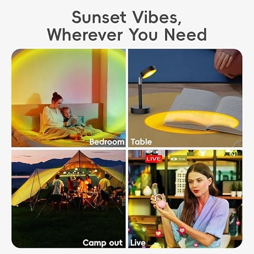 Easeking LED Sunset Lamp - Sunset Lights Night Lights LED Projector Floor Lamp Atmosphere Light Night Light for Bedroom Livingroom Party Bar Store, USB Charging thumbnail 5