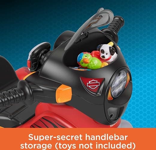 Fisher-Price Toddler Tricycle Harley-Davidson Lights & Sounds Trike, Toy Bike with Adjustable Seat & Storage for Outdoor Play Kids Ages 2+ Years (Amazon Exclusive) thumbnail 6