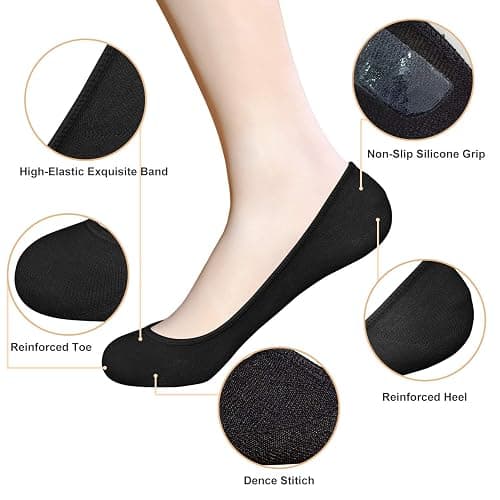 SIXDAYSOX No Show Socks Women for Flats 4 to 8 Pack Non Slip Invisible Ultra Low Cut Socks Shoe Size 5-8/9-11 thumbnail 3