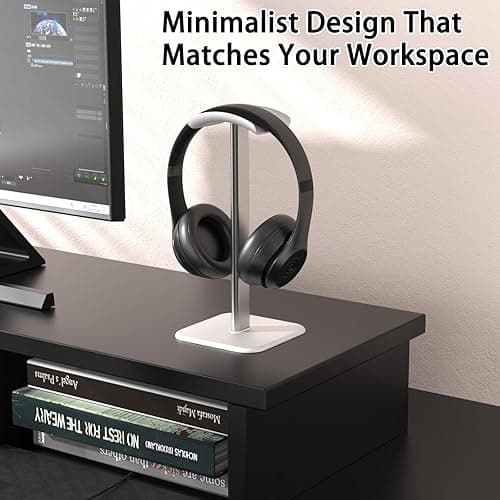 Ahonnpely Headphone Stand for Desk - Headset Stand with Aluminum Hanger and Plastic Headrest, Headphone Holder for AirPods Max, Sony, Bose, Beats and More (White) thumbnail 5