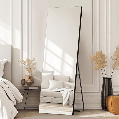 Kosmonia Full Length Mirror, 56"x18" Frameless Floor Mirror w/Distortion Free, HD Reflection, Standing or Leaning Full Body Mirror for Bedroom, Hanging Mounted for Living Room Cloakroom thumbnail 3