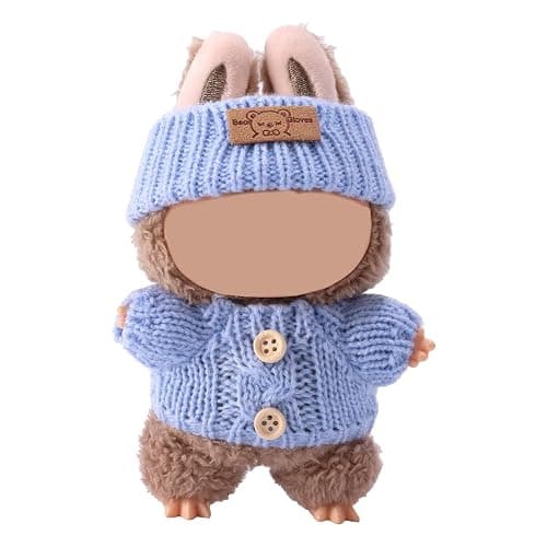 Lyreh Crochet Doll Outfits, Fashion Adorable Handcrafted Cute Crochet Clothes Practical Accessories for 17cm Doll Dressing Set (Blue) - Image 1
