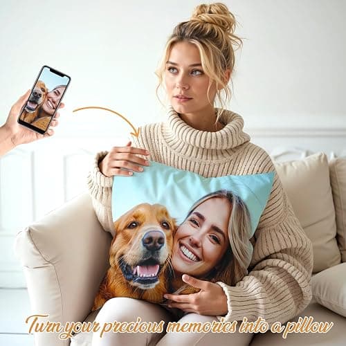 Ueedklaayy Custom Pillow with Picture & Text - Include Insert, Personalized Photo Pillow Double-Sided Printing | 5 Sizes & 10 Colors Optional, Custom Pet Memorial Gifts | Keepsake Gifts for Loved One thumbnail 4