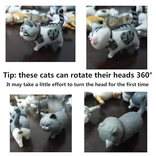 Halloluck 9 Pcs Cute Miniature Cat Figure Animal Cat Characters Decor Mini Figure Collection Decor, Cake Topper, Plant, Automobile Decoration,Landscape Scenes thumbnail 5