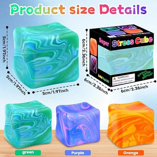 3PCS Stress Balls for Adults Kids, Squishy Color Doh Cube Fidget Toys, Sensory Balls Squeeze Hand Exercise Stress Ball Toys for Relax, Anxiety, Stress, Stocking Fillers for Teenage Girls thumbnail 2