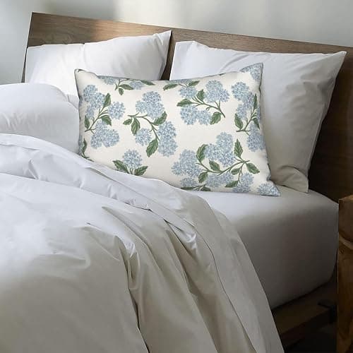 DAFENA Spring Pillow Covers 12x20 Inch 2 Pcs Blue Green Hydrangea Flower Decor Throw Pillows Vintage Floral Seasonal Summer Outdoor Decoration Lumbar Pillowcase Linen Cushion Cover for Couch Sofa thumbnail 6