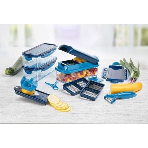 Genius Nicer Dicer Smart (14 tlg.) in blau - Gemüse-schneider für Würfel, Stifte, Scheiben, Streifen und Viertel inkl. Rezeptheft - Salatschneider Mandoline Gurkenhobel thumbnail 2
