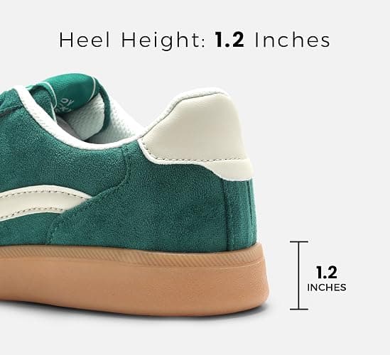 LUCKY STEP Women's Retro Fashion Sneakers Classic Casual Walking Shoes Non Slip Comfort Skate Shoes - 8 - Green Beige thumbnail 2