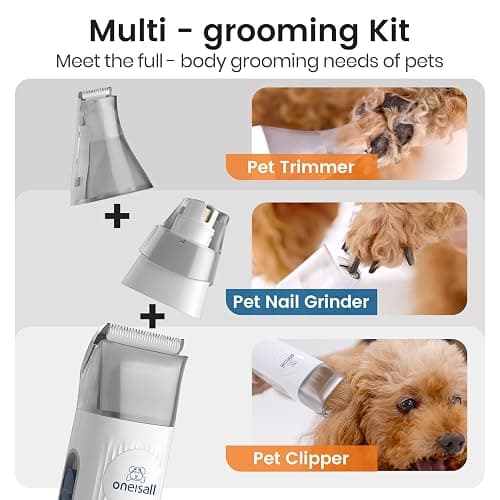 oneisall Dog Grooming Vacuum, Pet Grooming Vacuum with Clipper Nail Grinder, 1.5L Dust Cup Dog deshedding Vacuum Brush with 7 Pet Grooming Tools for Shedding Pet Hair, Home Cleaning(Blue) thumbnail 5