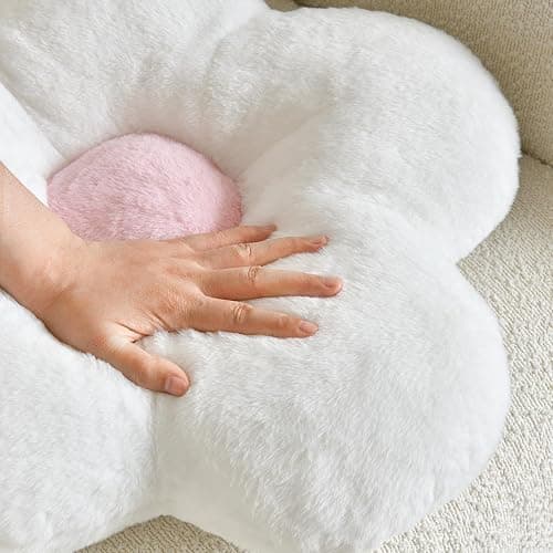 ZCNYCLAM Flower Pillows, Soft Flower Shaped Pillow with Home Decorative for Couch Chair Bed,Flower Floor Throw Pillows for Adults Bedroom Living Room (White, 15 Inches) - 15 Inches - White thumbnail 5