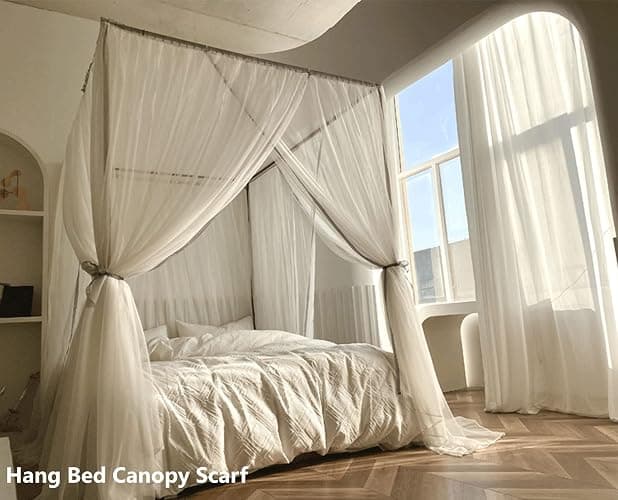 AIKASY Outer Bed Support Canopy Bed Frame Post Twin Size Stainless Steel Bed Canopy Frame Poles Four Corner Bed Bracket Fit for Metal Bed Wood Bed Bedroom Decor (Twin, Silver) thumbnail 4