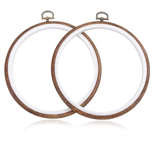 joybest 4 Pieces 6 Inch Round Embroidery Hoops Display Frame Circle, Cross Stitch Hoop Ring Imitated Wood Embroidery Kits for Art Craft Sewing and Christmas Ornaments thumbnail 2