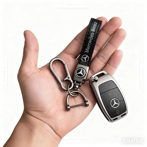 three carriage Car Keychain, Key Ring Compatible with Mercedes-Benz C, E, S, GLC, GLE, GLS, AMG, and EQ Series – Durable Metal Key Holder with 360°Rotatable Snap for Vehicle Accessories thumbnail 2