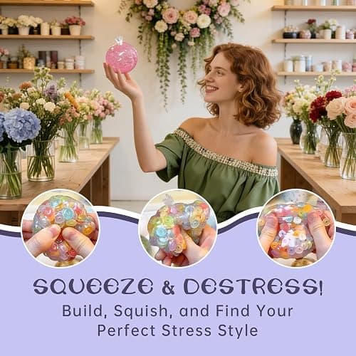 Anergoo DIY Stress Ball Making Kit-Easy DIY- 15 TPR Skins, Total 14oz of Various fillers, Create ASMR Anxiety Relief Toys, Handmade Squishy Stress Balls, Squishy Maker,Self-Care Gifts for Women thumbnail 6