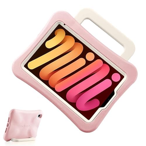 LeiJue Kids Case for iPad Mini 7 (A17 Pro) 2024 /iPad Mini6 2021, Light Weight Heavy Duty/Shockproof/Drop Proof with Handle/Kickstand, Child Friendly Cover for iPad Mini 7th/6th Gen 8.3inch (Pink) - Image 1