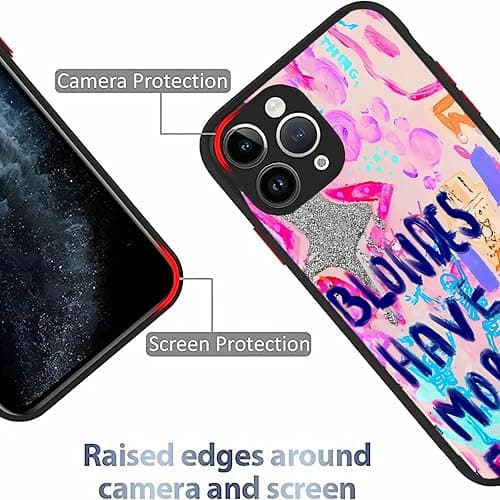 XUNQIAN Compatible for iPhone 13 Pro Case, Aesthetic Blondes Have More Fun Pink Preppy Watercolor Protective Phone Case (for iPhone 13 Pro) thumbnail 2