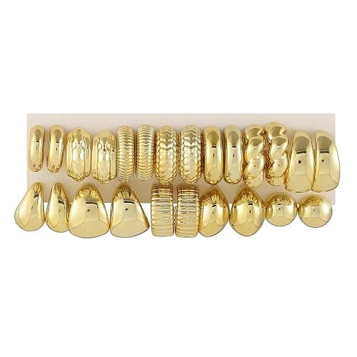 FOURPG 10 Pairs Hypoallergenic Chunky Gold Dangle Earrings for Women Trendy Thick Gold Plated Hoop Earrings Set Lightweight Jewelry - Image 1