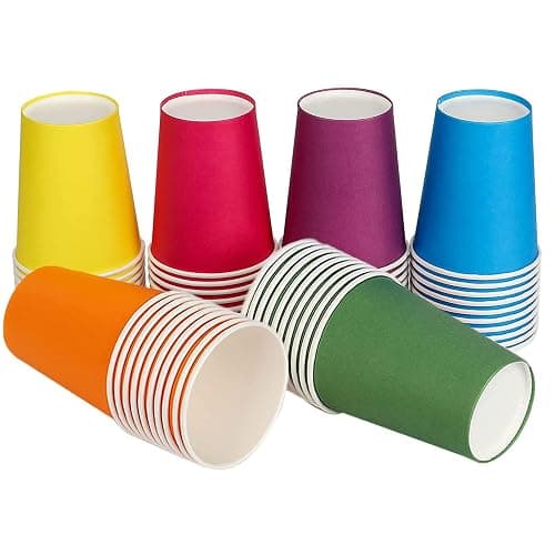 CYH 60 Pcs Disposable Paper Cups Party Cups, 9 Ounce Multicolor Drinking Cups Biodegradable and Compostable for Party DIY Holiday Wedding Birthday - Image 1
