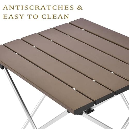 Grope Small Folding Camping Table with Aluminum Table Top, Beach Table for Sand with Carrying Bag,Prefect for Outdoor, Picnic, BBQ, Cooking, Festival (Coffee-M) thumbnail 7