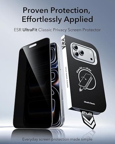 ESR 3 Pack for iPhone 17 Pro Max Privacy Screen Protector, Classic | Easy One-Pull Installation, 2X Impact Absorption, Anti-Spy, Full-Coverage Protection, UltraFit Tray, 9H Tempered Glass thumbnail 2