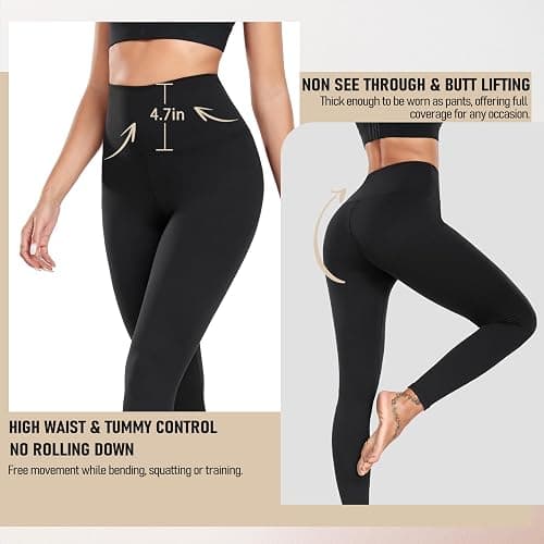 DHSO High Waisted Leggings for Women – Tummy Control Soft Workout Yoga Pants Gym Leggings, Stretchy & Slim Fit thumbnail 4