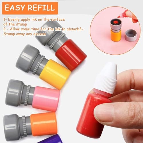 12 Sorted Teacher Stamps for Classroom, Self-Inking Rubber Colorful Teacher Stamps for Grading Homework, Mood Expressions Stamps for Office Stationery Encouraging Comments thumbnail 3