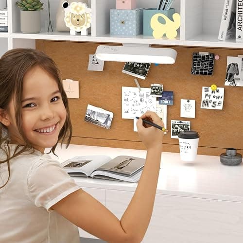 NKUGCFC 43 inch Kids Study Desk and Chair Set with Storage Hutch and LED Light, White Girls Desk with 4 Drawers for Child's Bedroom, Ideal for Homework for Ages 8-12 thumbnail 3