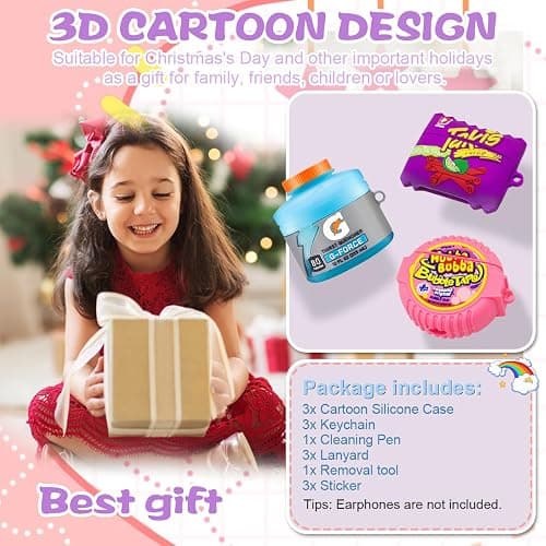[3-Pack]FGERWZ for Airpods Pro 2 Case Cute with Cleaner Kit, 3D Cartoon Kawaii Silicone Case for AirPods Pro 2nd Generation Case Funny Food Design with Keychain (Sport Water+Purple Potato+Bubble Gum) thumbnail 7