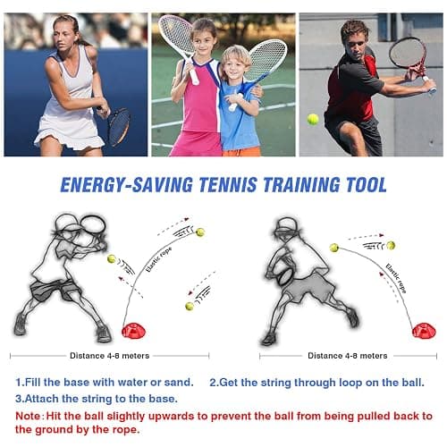 Teloon Solo Tennis Trainer Rebound Ball with String for Self Tennis Practice Training Tool for Adults or Kids Beginners with 2 String Balls Elastic and a Portable Mesh Bag thumbnail 5