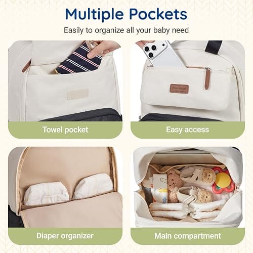 mommore Diaper Bag Backpack Travel Baby Bag with Changing Pad for Mom Dad | Insulated Pockets, Luggage & Stroller Straps, Large Maternity Bag for Newborn Baby Essentials, Hospital & Work, Black thumbnail 5