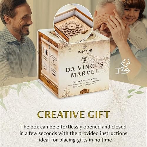 INSCAPE Da Vinci Puzzle Box - Escape Room in A Box for Adults - Cluebox - Mind Puzzles for Adults - Puzzle Boxes with Hidden Compartments - Puzzle Boxes for Adults - Wooden Puzzle Box thumbnail 6