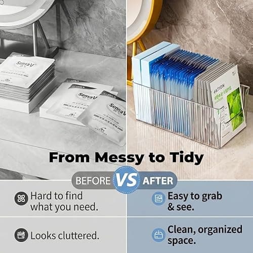 Imakmasion Face Mask Organizer, 4-Compartment Clear Plastic Sheet Mask Holder & Makeup Palette Storage, Vanity Storage Bin for Bathroom Counter, Cosmetic Organizer for Skincare, Eyeshadow & Brushes thumbnail 5