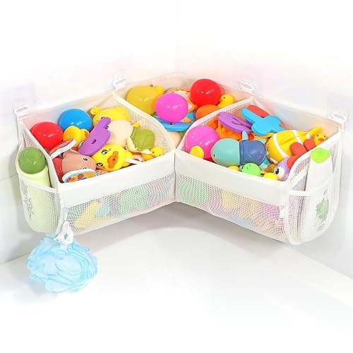 KPH bath toy storage, Say goodbye to the chaos of bath toys -3 compartments for bath toy holders keep your bathtub tidy, and bath toy organizers keep children's bath toys organized! - Image 1