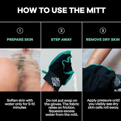 Dermasuri - Deep Exfoliating Glove for Shower - Scrubbing Mitt Body Scrubber Gloves - Korean Skin Cleaner Exfoliator - Dead Skin Buffing Treatment - Keratosis Pilaris Scrub Remover - (1 Pack) thumbnail 4