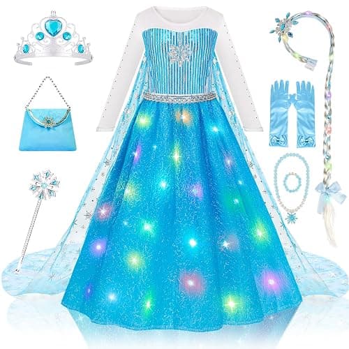 Meland Princess Dress Up for Girls – Light Up Halloween Costume for Girls Age 3-10, Princess Toys for Christmas Birthday Gift - Image 1