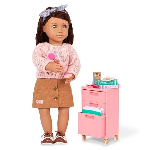 Our Generation - Ready, Set, Learn! - 18-inch Doll Accessories - Classroom Filing Cabinet - Furry School Bag & School Supplies - Pretend Play Toy - Kids 3 Years + thumbnail 4