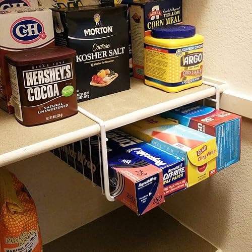 Modern Home Under Shelf Wire Storage Baskets – Hanging Organizer Rack for Cabinet, Pantry, or Closet – White Metal Basket for Kitchen, Towels, or Office – No Tools Required (10.25") thumbnail 5