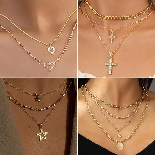 IFNODO 116Pieces Gold Plated Jewelry Set with 8 PCS Necklace, 22 PCS Bracelet, 66 PCS Stud Dangle Earring, 20 Pcs Knuckle Rings for Women Valentine Anniversary Friendship Gifts (GOLD SET) thumbnail 3