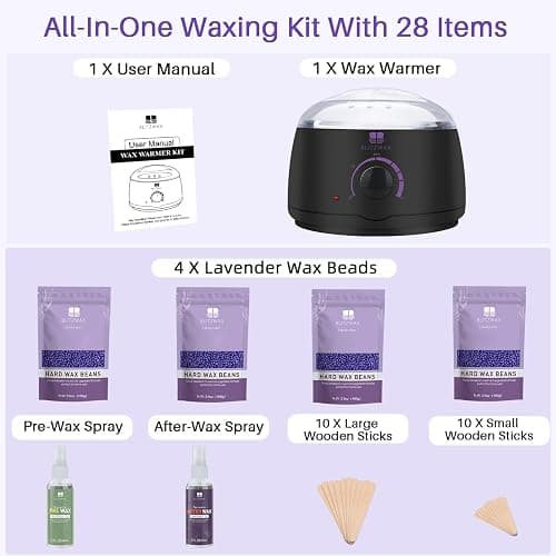 BLITZWAX Brazilian and Bikini Waxing Kit for Women, Hard Wax Warmer for Face, Legs, and Body, At Home Hair Removal Kit, Beginner Friendly, Quick Heating, 28 Accessories thumbnail 5