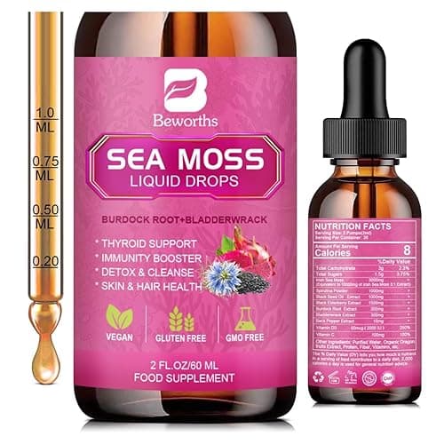 3000mg Sea Moss Liquid Drops - Organic Black Seed Oil & Irish Sea Moss Gel with Burdock Root Bladderwrack, Elderberry, Vitamin C & D3, 6X Stronger Seamoss Raw for Immunity Booster, Digestive Health - Image 1