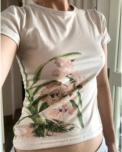 IDEWO Y2k Graphic Baby Tee Women Floral Print Short Sleeve Emo Shirt Gothic Aesthetic Harajuku Streetwear thumbnail 2