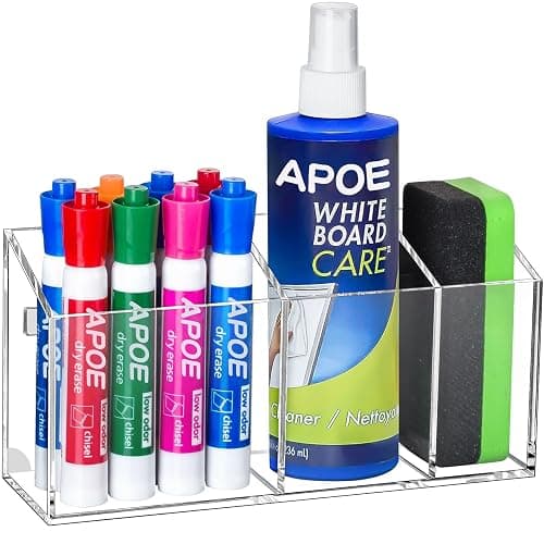 Banafich Magnetic Dry Erase Marker Holder, Acrylic Magnet Pen Holder for Whiteboard, Refrigerator, Magnetic Fridge Organizer for Office, Classroom, Whiteboard Maker Holder, Locker Organizer - Image 1