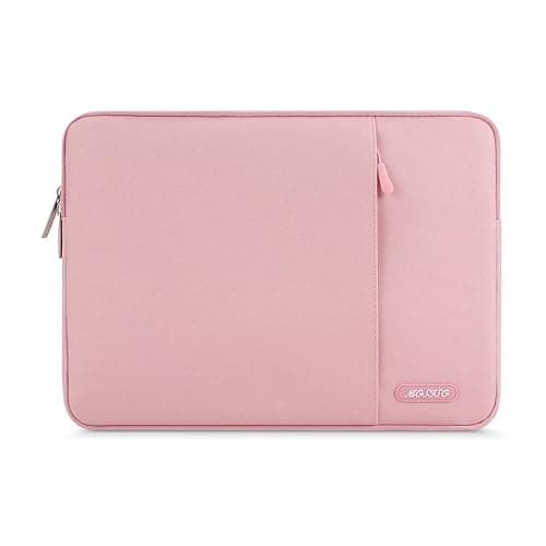 MOSISO Laptop Case 15 inch, 15 inch Laptop Sleeve Compatible with MacBook Air 15 M4 A3241 M3 A3114 M2 A2941 2025 2024 2023,Dell XPS 15,Polyester Vertical Computer Sleeve Bag with Pocket, Pink - Image 1