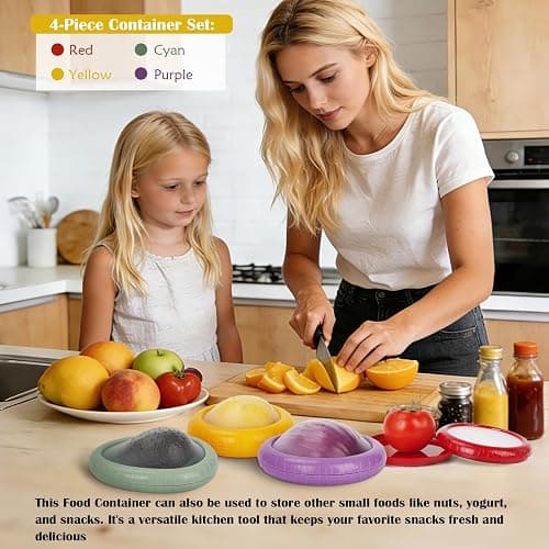 BAOKUA Avocado Saver and Onion Storage 4 Set - Reusable refrigerator avocado storage containers,for fridge Apples, Tomatoes, Tomato, Lemons for Ideal thumbnail 2