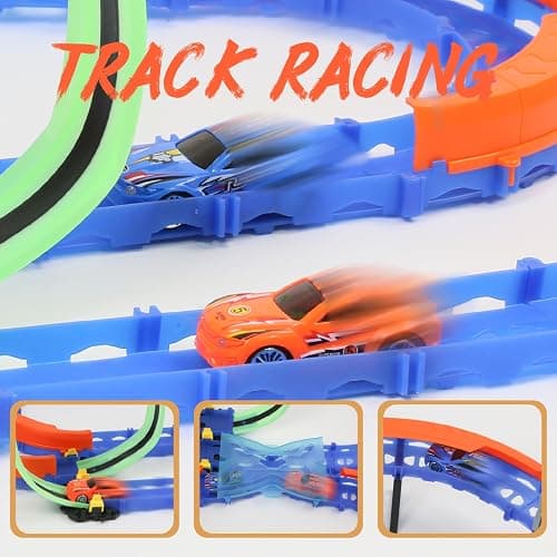 Insgen Slot Car Race Track Set with 2 High-Speed Cars,Racing Game with 2 Controllers, Electric Remote Control Track Car, Learning Toy for Boys and Girls Ages 3-12, Gift for Kids(Medium) thumbnail 5