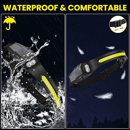Headlamp Rechargeable 3Pack, 230° Wide Beam LED Headlamp, 7Mode Headlamps for Adults, Head Lamp with Motion Sensor, Red Light Head Lamps LED Rechargeable, Head Lights for Forehead Running Camping thumbnail 5